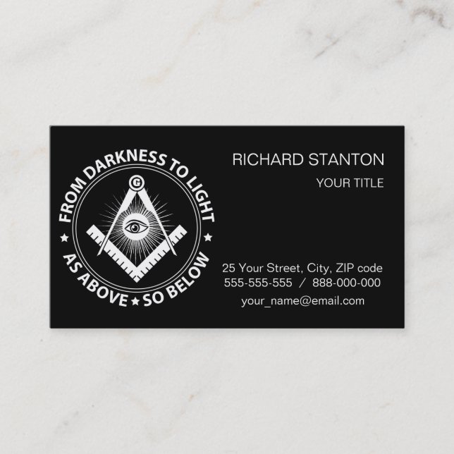 Freemasonry emblem business card (Front)