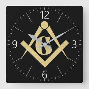 Freemasonry emblem square wall clock