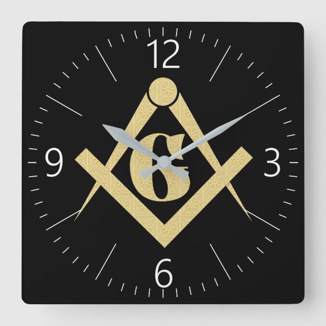 Freemasonry emblem square wall clock (Front)