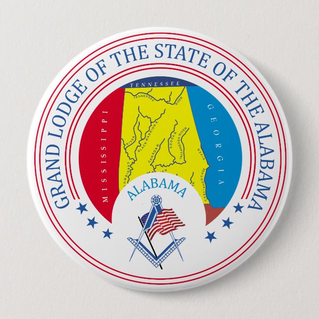 Freemasonry lodge of the state of Alabama 4 Inch Round Button (Front)