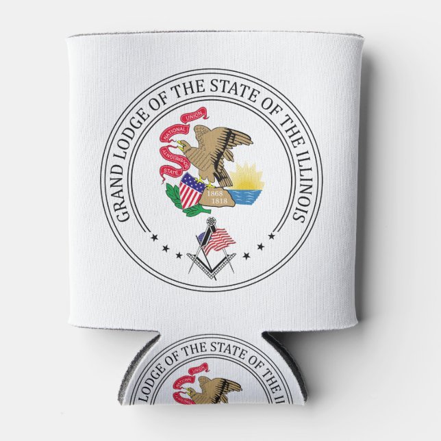 Freemasonry lodge of the state of Illinois Can Cooler (Front)