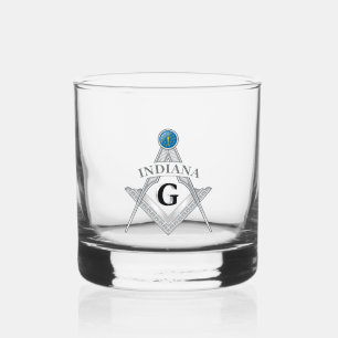 Freemasonry lodge of the state of Indiana Whiskey Glass