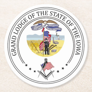 Freemasonry lodge of the state of Iowa Round Paper Coaster