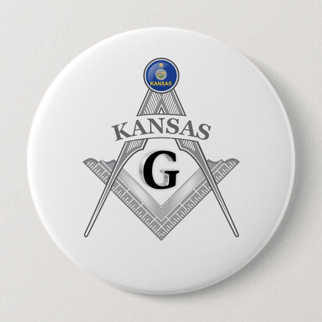 Freemasonry lodge of the state of Kansas 4 Inch Round Button (Front)