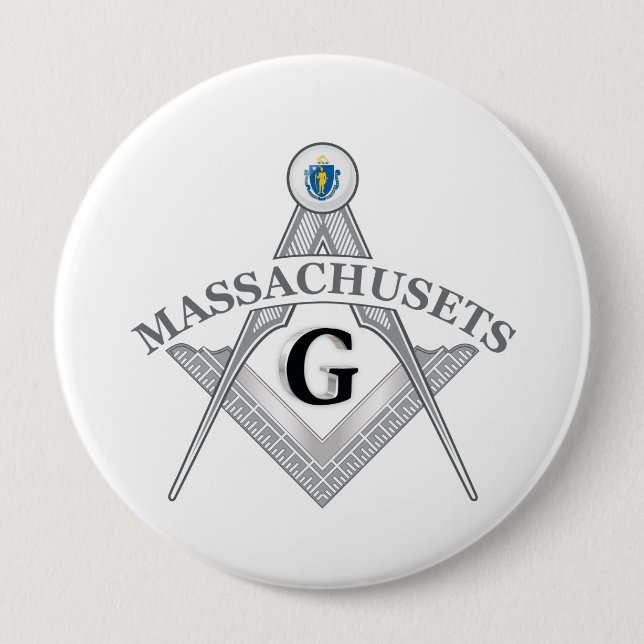 Freemasonry lodge of the state of Massachusets 4 Inch Round Button (Front)