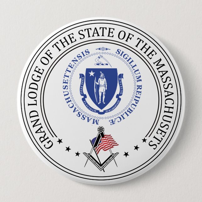 Freemasonry lodge of the state of Massachusets 4 Inch Round Button (Front)