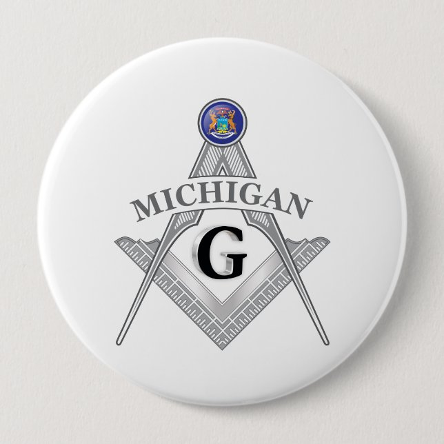 Freemasonry lodge of the state of Michigan 4 Inch Round Button (Front)