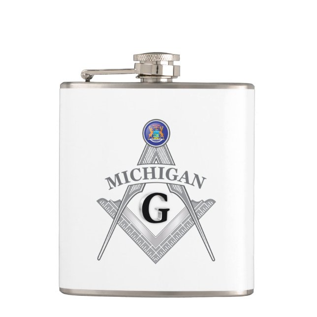 Freemasonry lodge of the state of Michigan Hip Flask (Front)