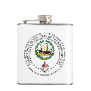 Freemasonry lodge of the state of New Hampshire Hip Flask