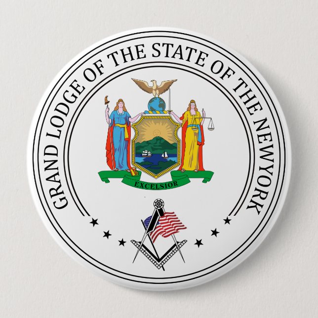Freemasonry lodge of the state of New York 4 Inch Round Button (Front)