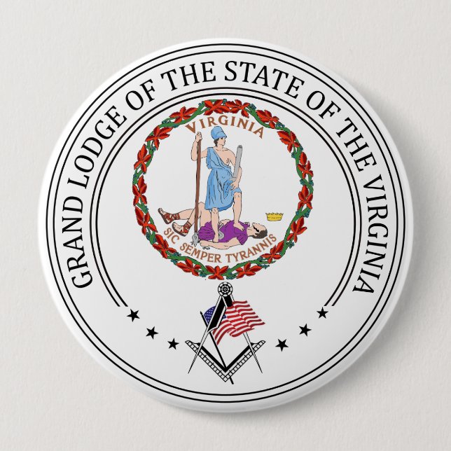 Freemasonry lodge of the state of Virginia 4 Inch Round Button (Front)