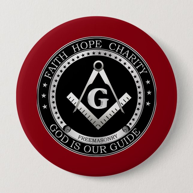 Freemasonry seal 4 inch round button (Front)