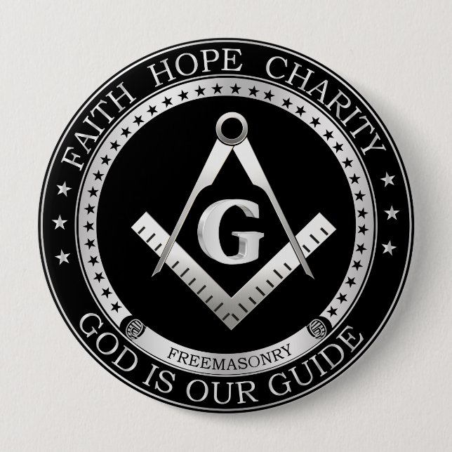 Freemasonry seal 4 inch round button (Front)