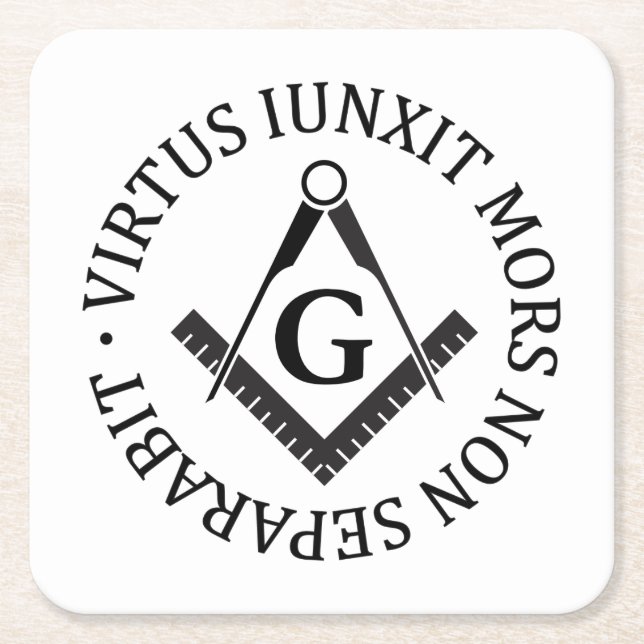 Freemasonry sign square paper coaster (Front)