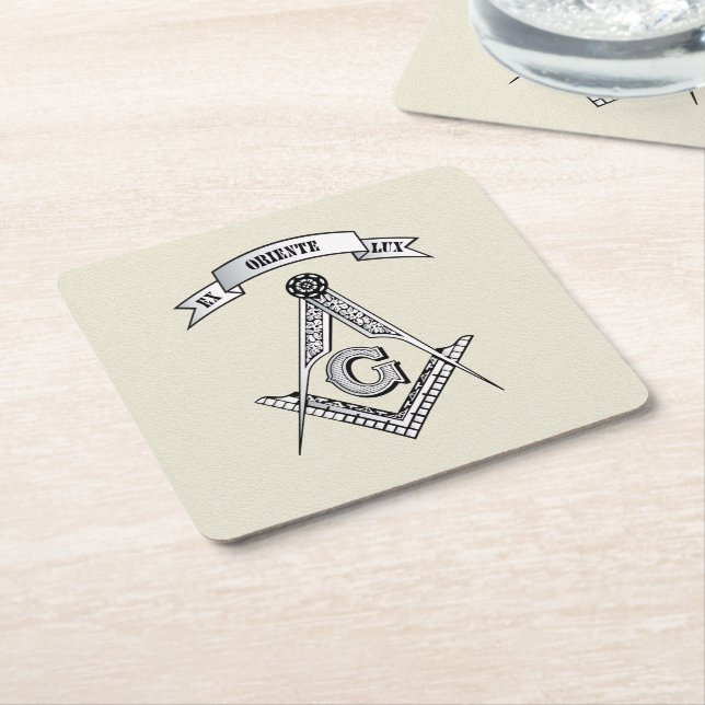 Freemasonry sign square paper coaster (Angled)