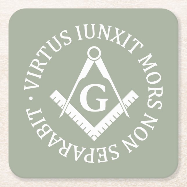 Freemasonry sign square paper coaster (Front)