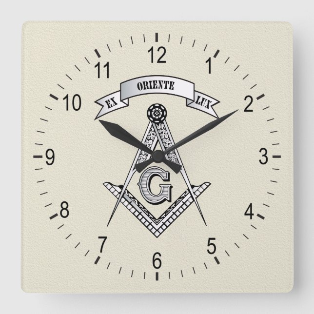 Freemasonry sign square wall clock (Front)