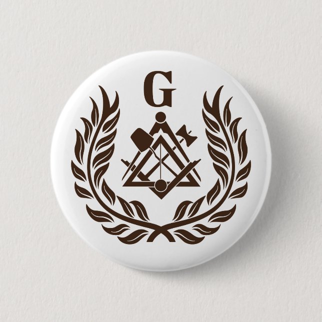 Freemasonry symbol 2 inch round button (Front)