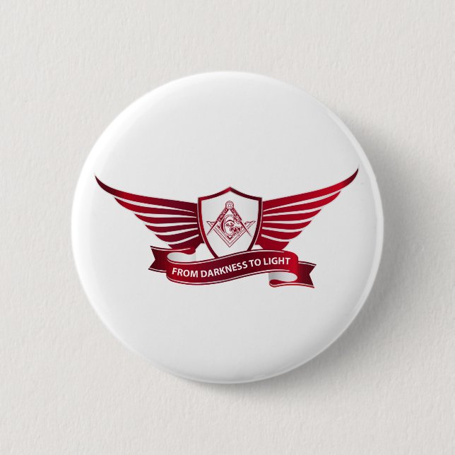 Freemasonry symbol and shield 2 inch round button (Front)