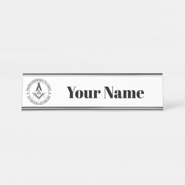 Freemasonry symbol desk name plate (Front)
