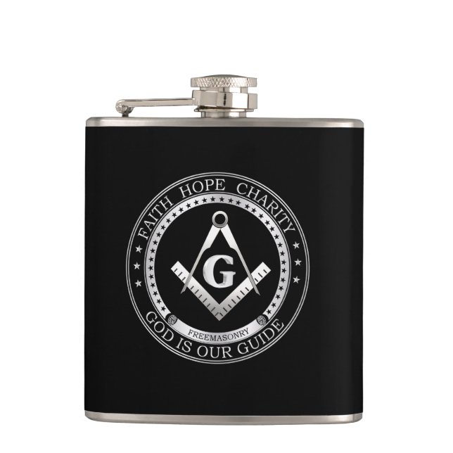 Freemasonry symbol hip flask (Front)