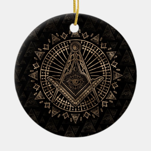 Freemasonry symbol Square and Compasses Ceramic Ornament (Front)