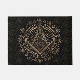 Freemasonry symbol Square and Compasses Doormat