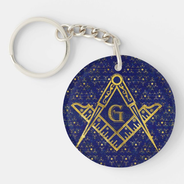 Freemasonry symbol Square and Compasses Keychain (Front)