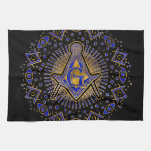 Freemasonry symbol Square and Compasses Kitchen Towel