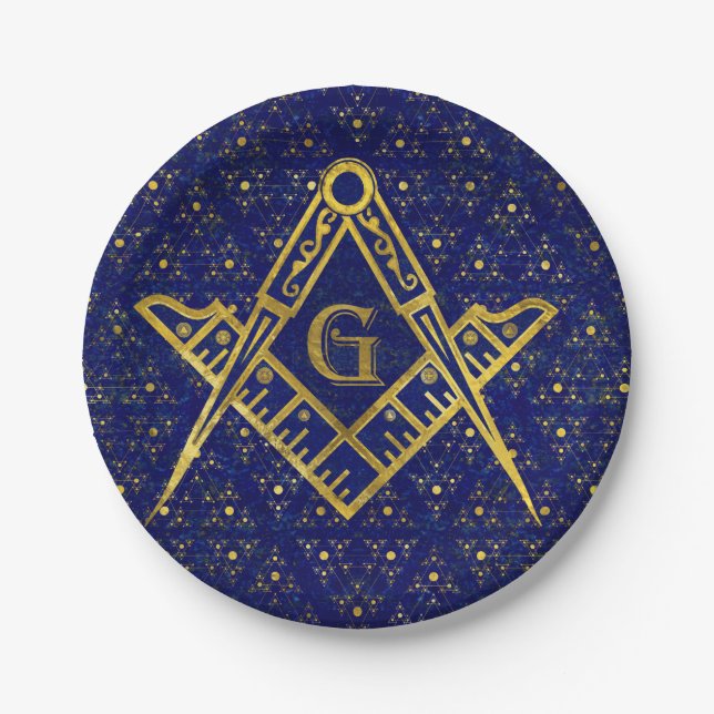 Freemasonry symbol Square and Compasses Paper Plate (Front)