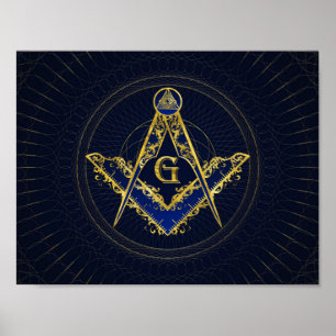 Freemasonry symbol Square and Compasses Poster