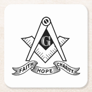 Freemasonry symbol square paper coaster