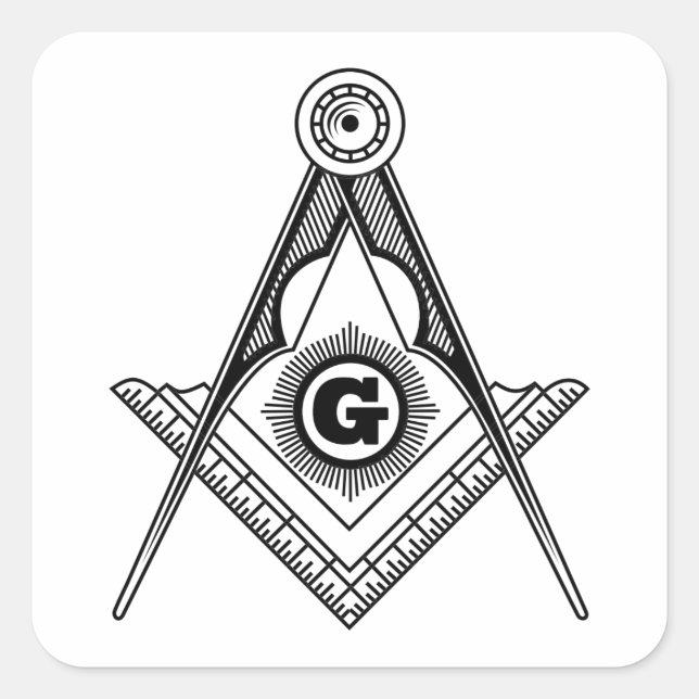 Freemasonry symbol square sticker (Front)