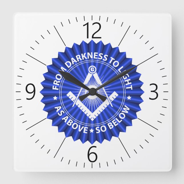 Freemasonry symbol square wall clock (Front)