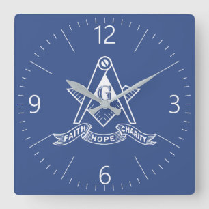 Freemasonry symbol square wall clock