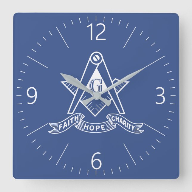 Freemasonry symbol square wall clock (Front)