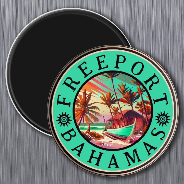 Freeport Bahamas Retro Sunset Travel Souvenir 1950 Magnet (Creator Uploaded)