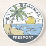 Freeport Bahamas Vintage Coaster<br><div class="desc">Freeport vector art design. Freeport is the main city on Grand Bahama,  an island in the northwest Bahamas off the Florida coast.</div>