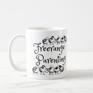 Freerange Parenting with Chick Outline Design Coffee Mug