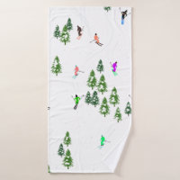 Freeride Alpine Skiers Skiing Illustration Party