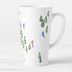 Freeride Alpine Skiers Skiing Illustration Party   Latte Mug