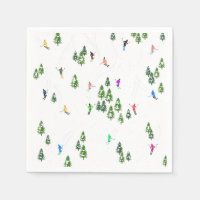 Freeride Alpine Skiers Skiing Illustration Party