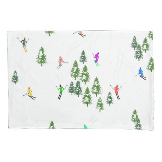 Freeride Alpine Skiers Skiing Illustration Party Pillowcase
