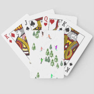 Freeride Alpine Skiers Skiing Illustration Party   Playing Cards