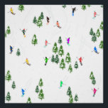 Freeride Alpine Skiers Skiing Illustration Party Poster<br><div class="desc">Cool winter themed skier pattern design with skiers skiing down alpine ski resort slopes among snow covered fir trees in alps. Freeride skiers are wearing colourful vintage retro ski suits, skiing downhill with skis on a white snowy mountain landscape background. Wonderful winter sport fun gift for a skier in your...</div>