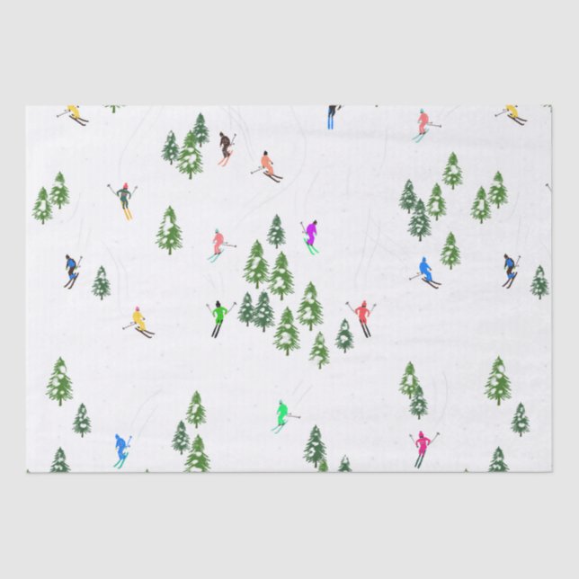 Freeride Alpine Skiers Skiing Illustration Party   Tissue Paper (Front)