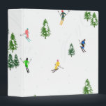 Freeride Alpine Skiers Skiing Illustration Ski Binder<br><div class="desc">Cool winter themed skier pattern design with skiers skiing down alpine ski resort slopes among snow covered fir trees in alps. Freeride skiers are wearing colourful vintage retro ski suits, skiing downhill with skis on a white snowy mountain landscape background. Wonderful winter sport fun gift for a skier in your...</div>