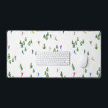 Freeride Alpine Skiers Skiing illustration Ski Desk Mat<br><div class="desc">Cool winter themed skier pattern design with skiers skiing down alpine ski resort slopes among snow covered fir trees in alps. Freeride skiers are wearing colourful vintage retro ski suits, skiing downhill with skis on a white snowy mountain landscape background. Wonderful winter sport fun gift for a skier in your...</div>
