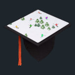 Freeride Alpine Skiers Skiing illustration Ski Graduation Cap Topper<br><div class="desc">Cool winter themed skier pattern design with skiers skiing down alpine ski resort slopes among snow covered fir trees in alps. Freeride skiers are wearing colourful vintage retro ski suits, skiing downhill with skis on a white snowy mountain landscape background. Wonderful winter sport fun gift for a skier in your...</div>