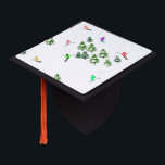 Freeride Alpine Skiers Skiing illustration Ski Graduation Cap Topper<br><div class="desc">Cool winter themed skier pattern design with skiers skiing down alpine ski resort slopes among snow covered fir trees in alps. Freeride skiers are wearing colourful vintage retro ski suits, skiing downhill with skis on a white snowy mountain landscape background. Wonderful winter sport fun gift for a skier in your...</div>